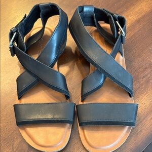 Black Leather Women's Sandals